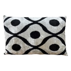 VELVET IKAT PILLOW COVER BLACK SILVER Q11 